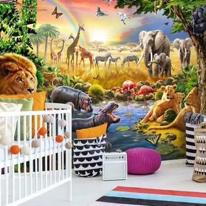 animal mural by Adrian Chesterman in nursery