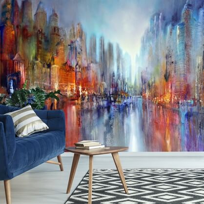 abstract city wallpaper by Annette Schmucker