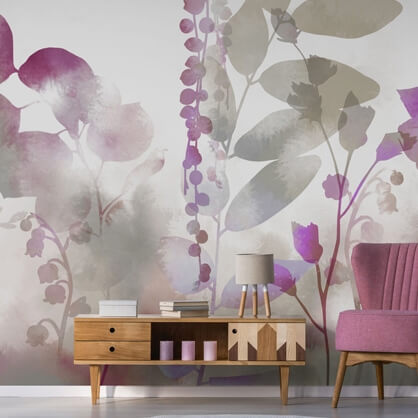 purple floral wallpaper by Katy Clemmans