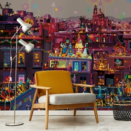 Mexico mural in living room