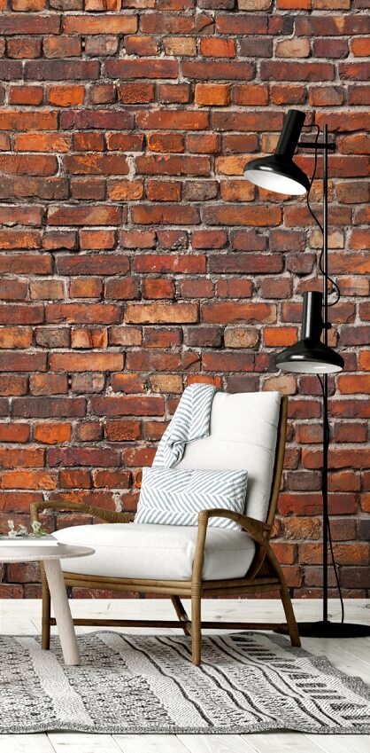 union jack brick wallpaper in living room